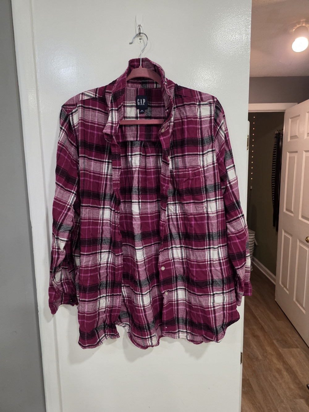 GAP Men's Pink Plaid Flannel Shirt